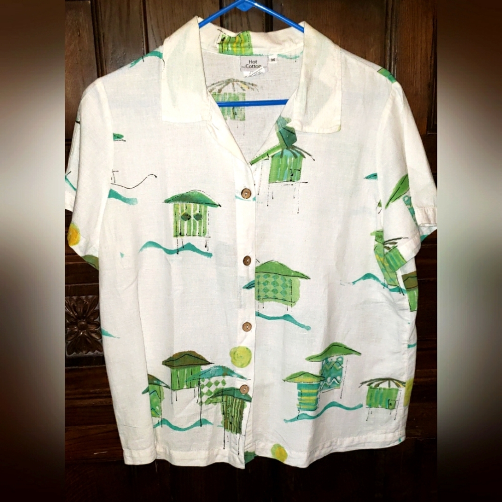 Just in time for summer! Hot Cotton   ladies 8-10 linen shirt!